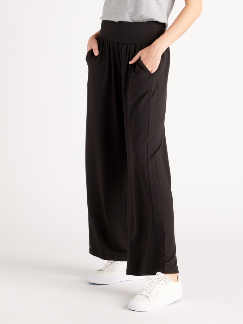Quince Black Wide Leg French Terry Modal Pants GUC